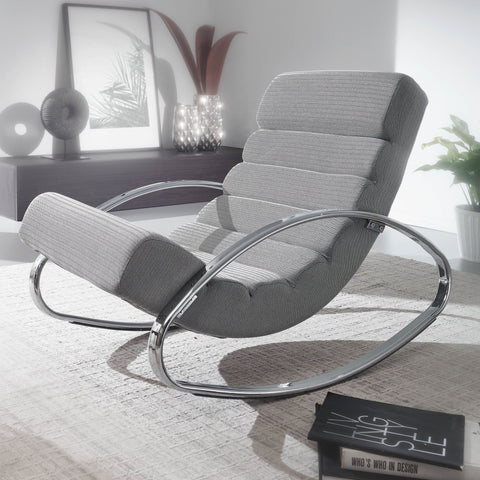 Rootz Relax armchair - Lounge chair - Rocking chair - Tumbler function - Armchair - Swinging Lounger - Lounger - Light gray - Silver - Upholstered