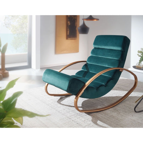 Rootz Relaxstoel - Loungestoel - Schommelstoel - Tuimelfunctie - Fauteuil - Schommelstoel - Ligstoel - Groen/Blauw/Roze - Goud - Fluweel