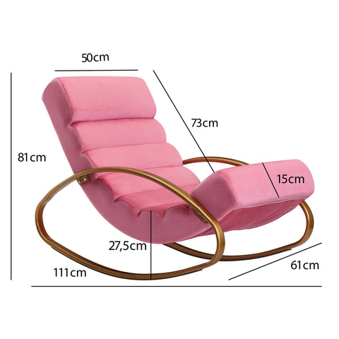 Rootz Relaxstoel - Loungestoel - Schommelstoel - Tuimelfunctie - Fauteuil - Schommelstoel - Ligstoel - Groen/Blauw/Roze - Goud - Fluweel
