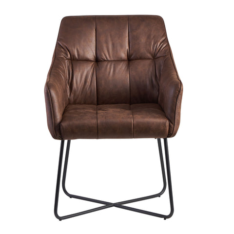 Rootz Kitchen Chair with Black Legs - Shell Chair - Metal Frame - Design Upholstered Dining Chair - Suede Brown