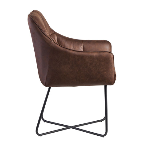 Rootz Kitchen Chair with Black Legs - Shell Chair - Metal Frame - Design Upholstered Dining Chair - Suede Brown