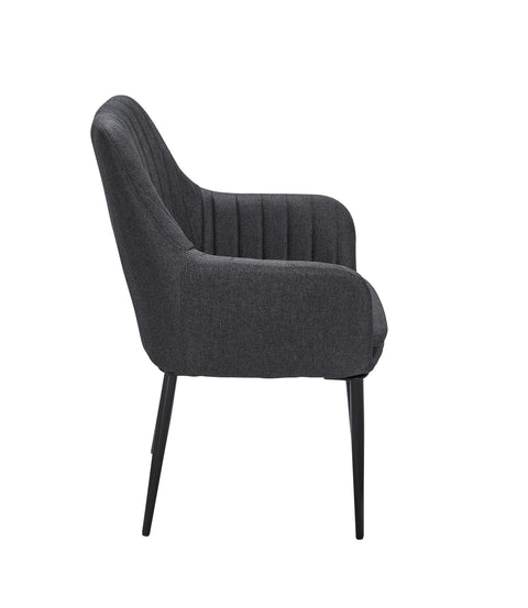 Rootz Dining Chair - Dark Gray Fabric - Kitchen Chair with Black Legs - Scandinavian Design Shell Chair - Upholstered Chair with Fabric Cover