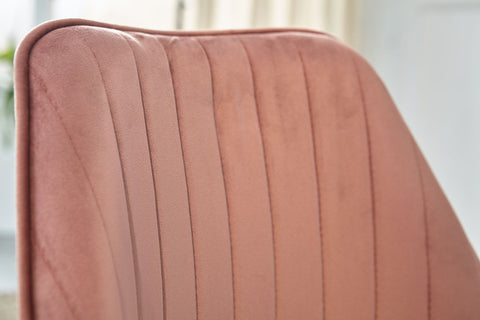 Rootz Drehbarer Schreibtischstuhl mit Rückenlehne – höhenverstellbarer Schalenstuhl – drehbarer Home-Office-Stuhl – rosa Samt-Design – 120 kg Tragkraft 