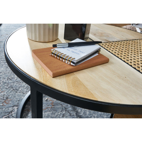 Rootz Salontafels - Salontafels - Set Van 2 - Bijzettafels - Massief Hout - Mangohout - Rotan - Zwart - Bruin