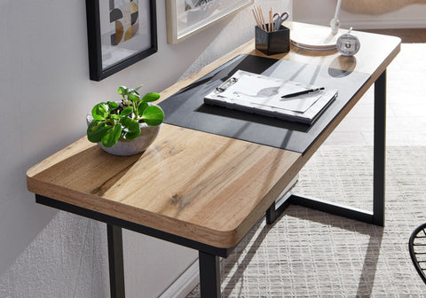 Rootz Zwart Bureau - Hout en Metaal - Breed ontwerp voor thuiskantoor - Moderne laptoptafel - 140x76x55 cm