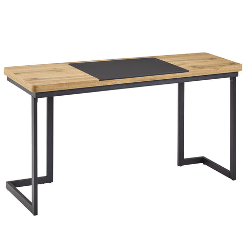 Rootz Zwart Bureau - Hout en Metaal - Breed ontwerp voor thuiskantoor - Moderne laptoptafel - 140x76x55 cm
