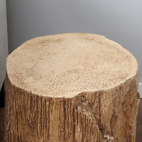 Rootz Side Table - Bedside Table - Log Design Side Table - Tree Stump Look Leveling Feet - Inorganic Ore Powder - Natural Wood - 37 cm x 37 cm x 43 cm