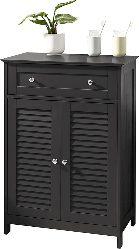 Rootz Badkamerkast - Badkameropberger - Kastkast met lade en dubbele sluiterdeuren - Donkergrijs