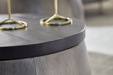 Rootz Satztische – Couchtisch im silbernen Design – abnehmbare Aluminiumabdeckung – moderner Beistelltisch aus Metall mit Holzsockel – 2-teiliger Aufbewahrungstisch – rundes Mangoholz 