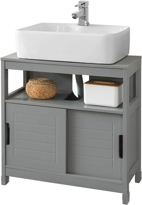 Rootz Badkameropbergkast voor onder de wastafel met plank en dubbele schuifdeur - 60x30x61cm