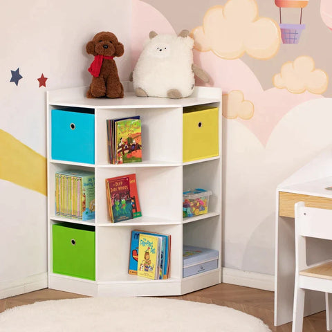 Rootz Kleiderschrank – Kinderschrank – 3 Schubladen – Kinderzimmer – Wohnzimmer – Spielzimmer – Weiß + Blau + Grün + Gelb – 57,4 cm x 57,4 cm x 94 cm