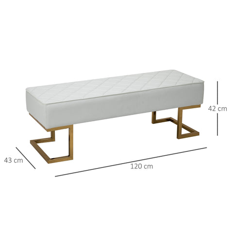 Rootz Bedroom Sofa - Sofa Bed - Metal - White/Gold - 120 x 43 x 42 cm