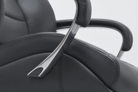 Rootz Executive Chair - Black Leather Designer - Office Chair Cover - Up to 120kg - XXL Design - Height-Adjustable - Ergonomic Swivel Chair with Armrests & High Backrest - Rocker Function