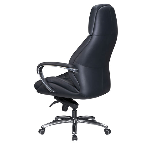 Rootz Executive Chair - Black Leather Designer - Office Chair Cover - Up to 120kg - XXL Design - Height-Adjustable - Ergonomic Swivel Chair with Armrests & High Backrest - Rocker Function