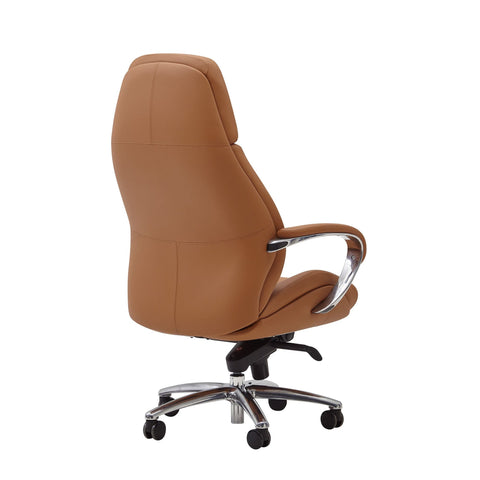 Rootz  Executive Chair - Caramel Leather Designer - Office Chair Cover - Up to 120kg - XXL Design - Height-Adjustable - Ergonomic Swivel Chair with Armrests & High Backrest - Rocker Function