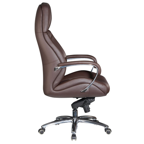 Rootz Executive Chair - Office Chair Cover - Brown Leather Designer - Up to 120kg - XXL Design - Height-Adjustable - Ergonomic Swivel Chair with Armrests & High Backrest - Rocker Function