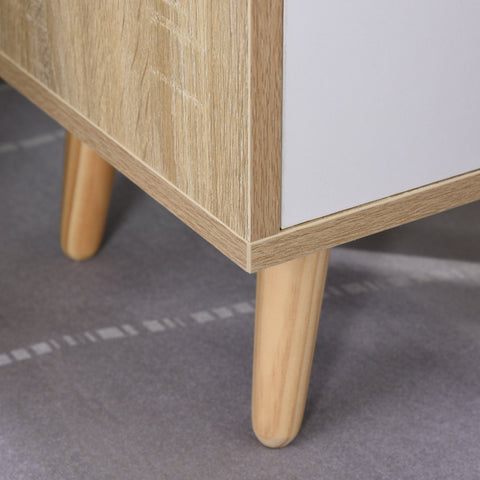 Rootz Bedside Table - Drawer - Open Storage Space - Shelf - Solid Wood - White - Brown - 37 x 30 x 48 cm