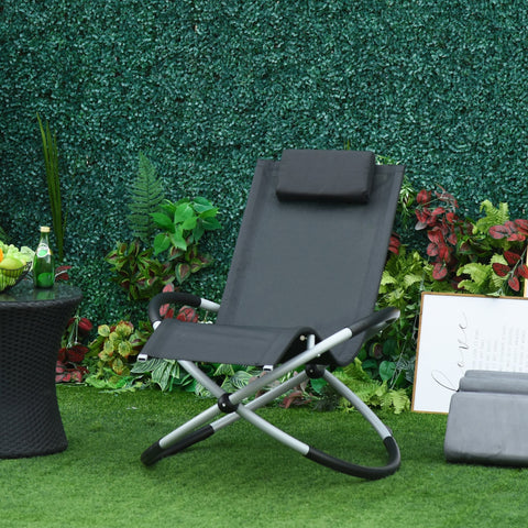 Rootz Gartenstuhl – Liege – Metall – Silberweiß/Schwarz/Dunkelgrau – 145 x 74 x 86 cm