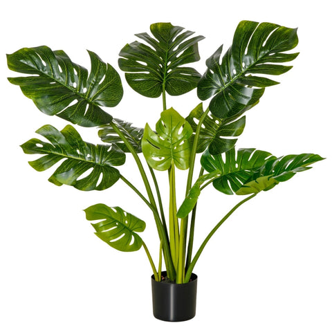 Rootz Artificial Plants - Artificial Monstera Plant - Home Office Outdoor Decoration - Green + Black - 17cm x 17cm x 110cm