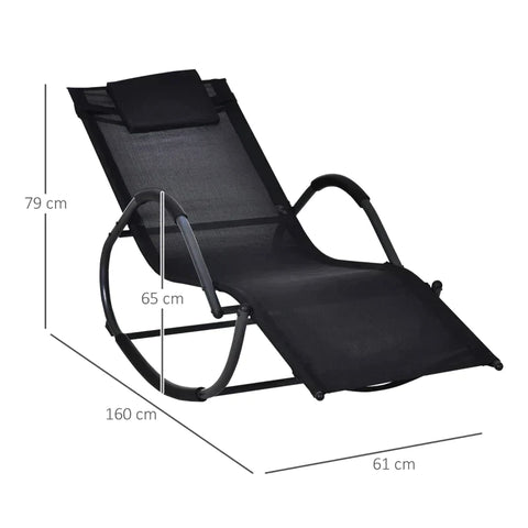 Rootz Rocking Chair - Rocking Lounger - Garden Lounger - Swing Lounger - Black - 160 x 61 x 79 cm