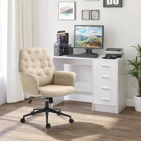 Rootz Office Chair - Swivel Chair - Home Office Chair - Desk Chair - Computer Chair - Work Chair - Beige - 66 x 69 x 89.5-97 cm