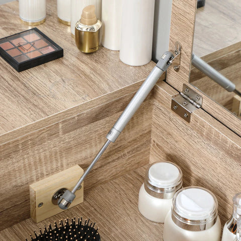 Rootz Dressing Table - Viennese Weave Look With 1 Mirror - 2 Drawers And 1 Storage Compartment - Natural - 100 cm x 46 cm x 78.5 cm