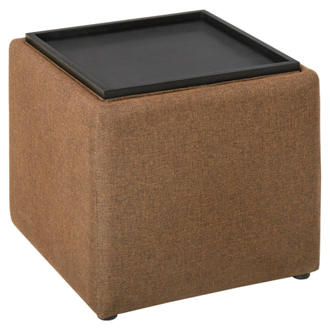 Rootz Stool - Storage Stool - Footstool - Upholstered Stool - Storage Box - Brown - 42 x 42 x 41 cm