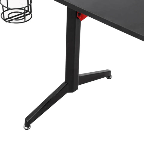 Rootz Gaming Table - Computer Desk - Gaming Desk - Office Tabl - Zwart/Rood - 157 X 111.8 X 74 Cm