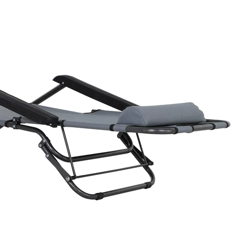 Rootz Sonnenliege – Gartenliege – Entspannungsliege – faltbare Strandliege – Metall + Oxford-Stoff – Grau