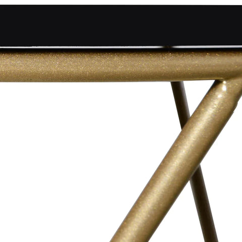 Rootz Coffee Table - Rossed Hairpin Legged Side Table - Bedside Table - Metal - MDF Class E1 - Black/Gold