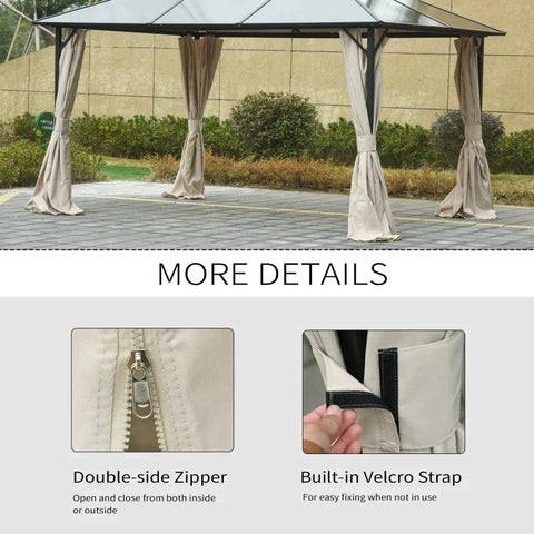 Rootz 4 Side Panels - Gazebo With Hooks - Side Panels For Gazebo - Side Panels Party Tent - Polyester - Beige - 302 x 205 cm
