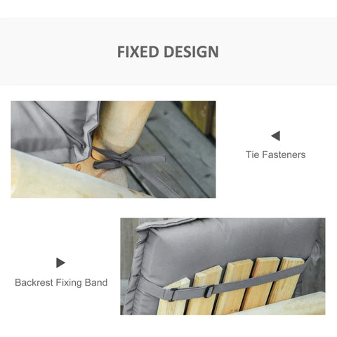 Rootz 2 Pcs. Garden Chair Cushion Seat - Chair Pad - Pad For Garden Chair - Seat Cushion With Backrest - Indoor And Outdoor Use - Dark Grey - 120 x 50 x 9 cm