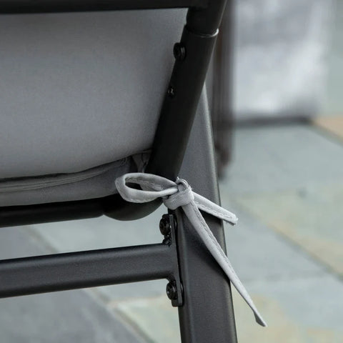 Rootz Garden Furniture Set - For 4 People - 1 Table And 4 Chairs Seating Set - Umbrella Hole - Steel + Polyester - Gray + Black - 152.5L x 96.5W x 71H cm