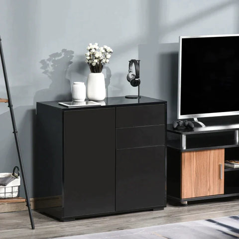 Rootz Cabinet - Standing Cabinet - Storage Cabinet - Cabinet Chest - Black - 79 x 36 x 74 cm