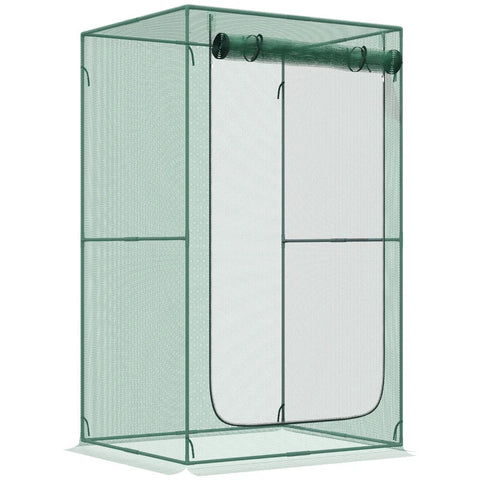 Rootz Plant Protection Net - Roll-up Door - Steel Frame - Including Carry Bag - Dark Green - 120x120x200cm