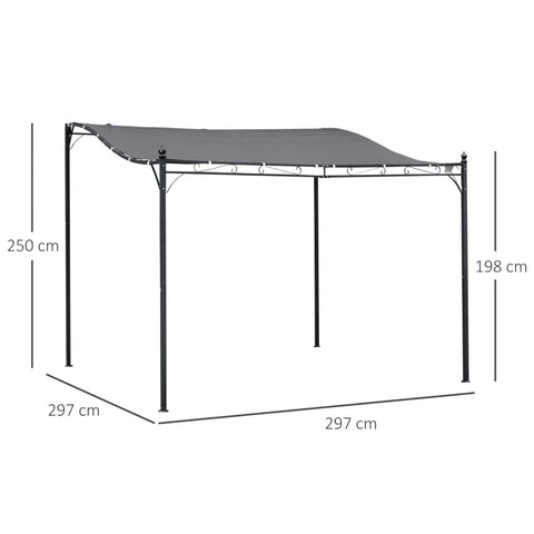 Rootz Gazebo - Pergola Gazebo - Gazebo Luifeltent - Metaal - Polyester - Grijs - 297x297cm