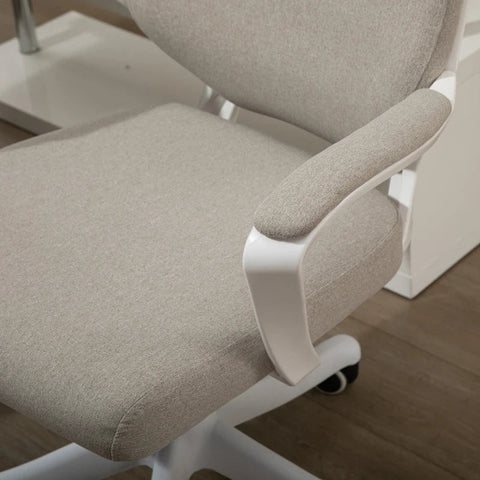 Rootz Office Chair - Desk Chair - Swivel Chair - Ergonomic Office Chair - Home Office Chair - With Rocker Function Backrest - Height Adjustable - 360° Swivel - Beige + White - 62x69x92-100 cm