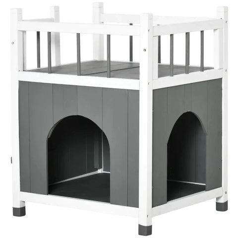 Rootz Cat House - Pet House - Cat Hut - Pet Hut - Wood - Gray/White - 60 X 46 X 65 Cm