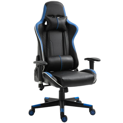 Rootz Gaming Chair - Office Chair - Desk Chair - Headrest - Lumbar Cushion - Adjustable Handle - Blue/Black - 70 x 60 x 128-138 cm
