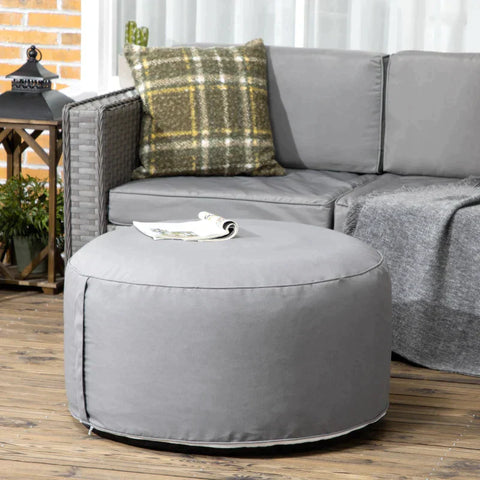 Rootz Hocker – Aufblasbarer Hocker – waschbarer Bezug – belastbar bis zu 150 kg – Dunkelgrau – 80 x 80 x 37 cm