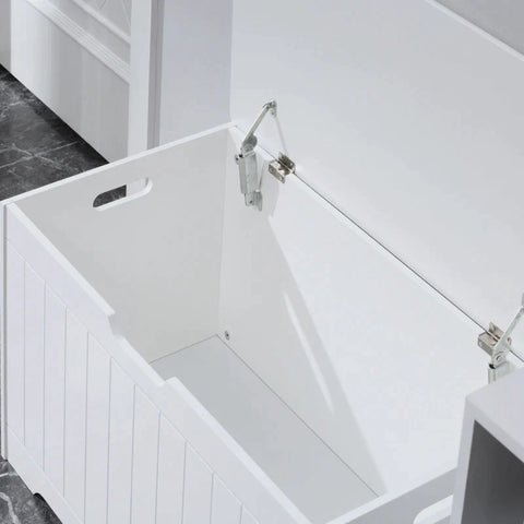 Rootz Bench - Chest Of Drawers - Bench With Storage Space - Hinged Lid - MDF Wood - White - 80 cm x 39.5 cm x 46 cm