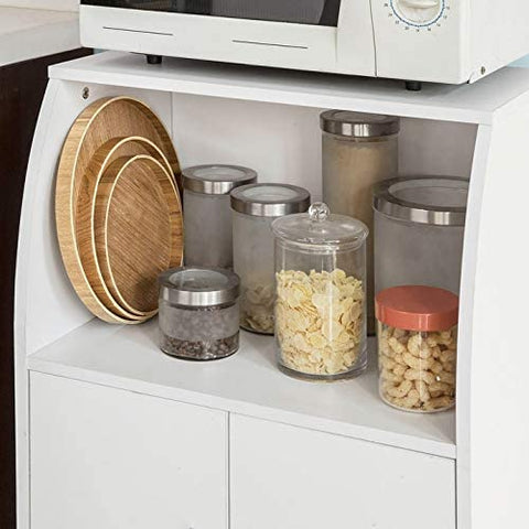 Rootz Microwave Shelf - Kitchen Wheeled Storage Trolley - Kitchen Storage Cabinet Cupboard Unit