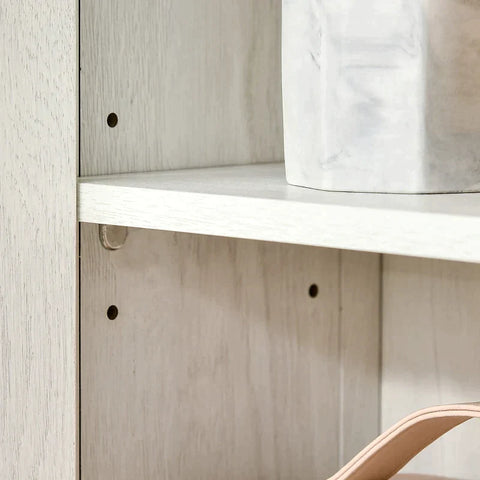 Rootz Bathroom Cabinet - 2 Glass Doors - 1 Shelf - MDF Wood - Glass - White - 60W x 19.5D x 54H cm