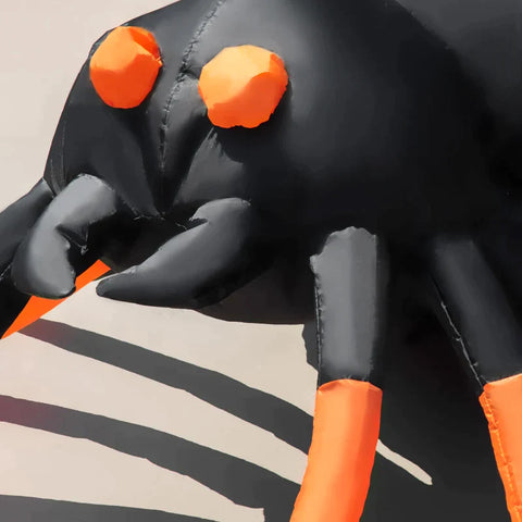 Rootz Halloween-Dekoration – große Spinne mit Gebläse – rotes LED-Licht – aufblasbar – Schwarz + Orange – 160 x 150 x 43 cm