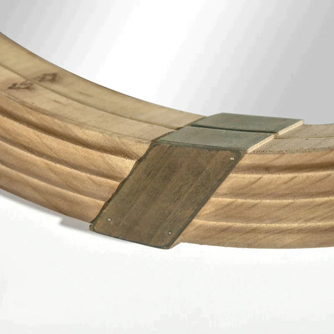 Rootz Wall Mirror - Mirror In Boho Style With Wooden Frame - MDF - Mirror Glass - Natural - 78 cm x 78 cm x 5 cm