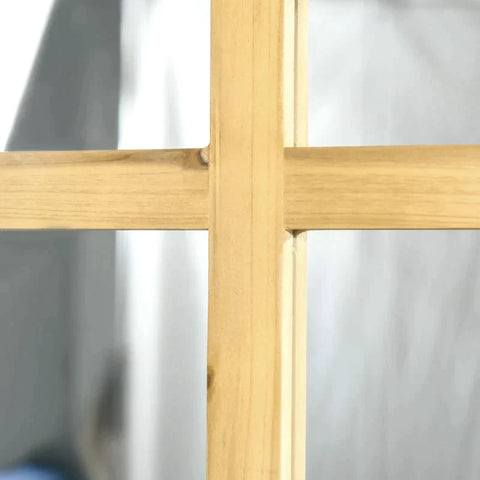 Rootz Wall Mirror - Mirror In Window Look - MDF Wood - Fir Wood - Mirror Glass - Natural - 101.6 cm x 60.9 cm x 2 cm