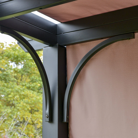 Rootz Pavilion - Pergola - Metal - UV resistant - Brown/Black - 2.9 x 2.9 x 2.2 m