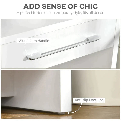 Rootz Console Table - Side Table with Bottom Shelf and Storage Drawers - Narrow Sofa Table - Hallway Table for Living Room - Entryway - White - 101.6 x 28 x 76.2 cm