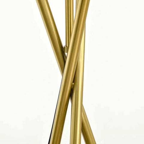 Rootz Floor Lamp - Tripod Floor Lamp - Tripod Design - Gold + White - 56.5L x 56.5W x 174H cm