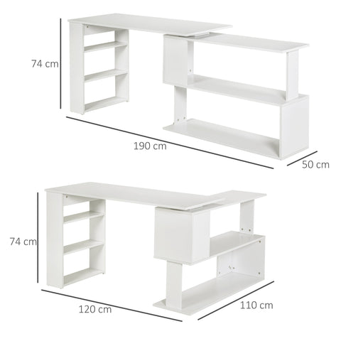 Rootz Desk - Corner desk - Shelves - Storage space - White - L-Shape - 120 x 110 x 74.5